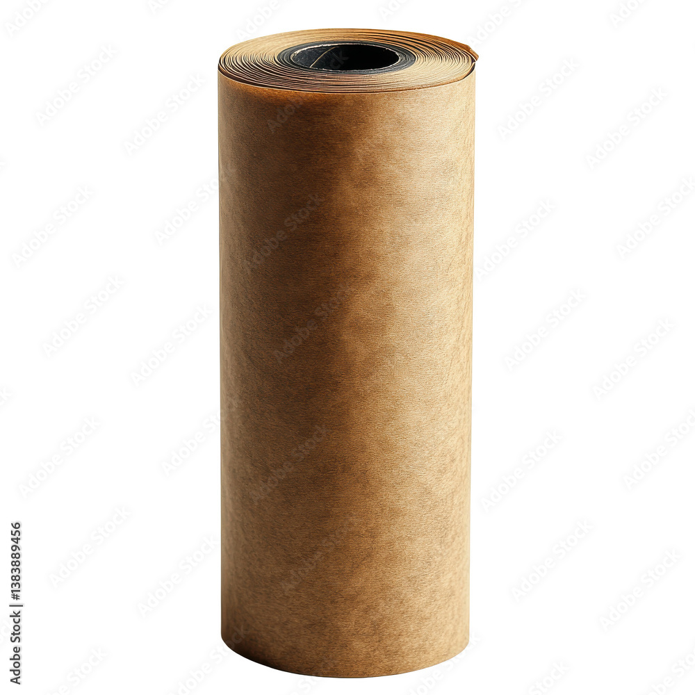 Large Roll Of Brown Kraft Paper isolated on white background Large Roll Of Brown Kraft Paper isolated on white background