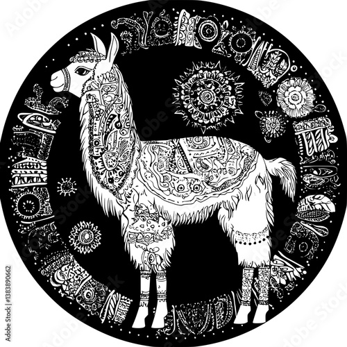 Collection of Llamas mandala vector design, Llamas vector graphic