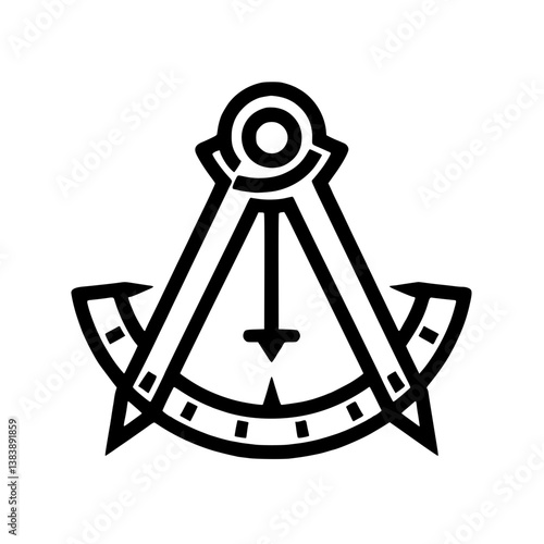 Geometric Compass & Square: A symbolic design featuring a compass and square meticulously crafted for precision and symmetry Artistic rendering