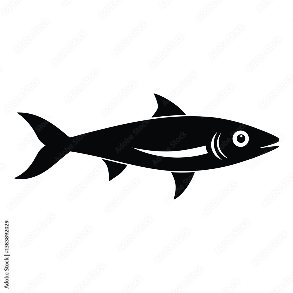Black and White Anchovy Fish Silhouette Vector Art Illustration Black and White Anchovy Fish Silhouette Vector Art Illustration