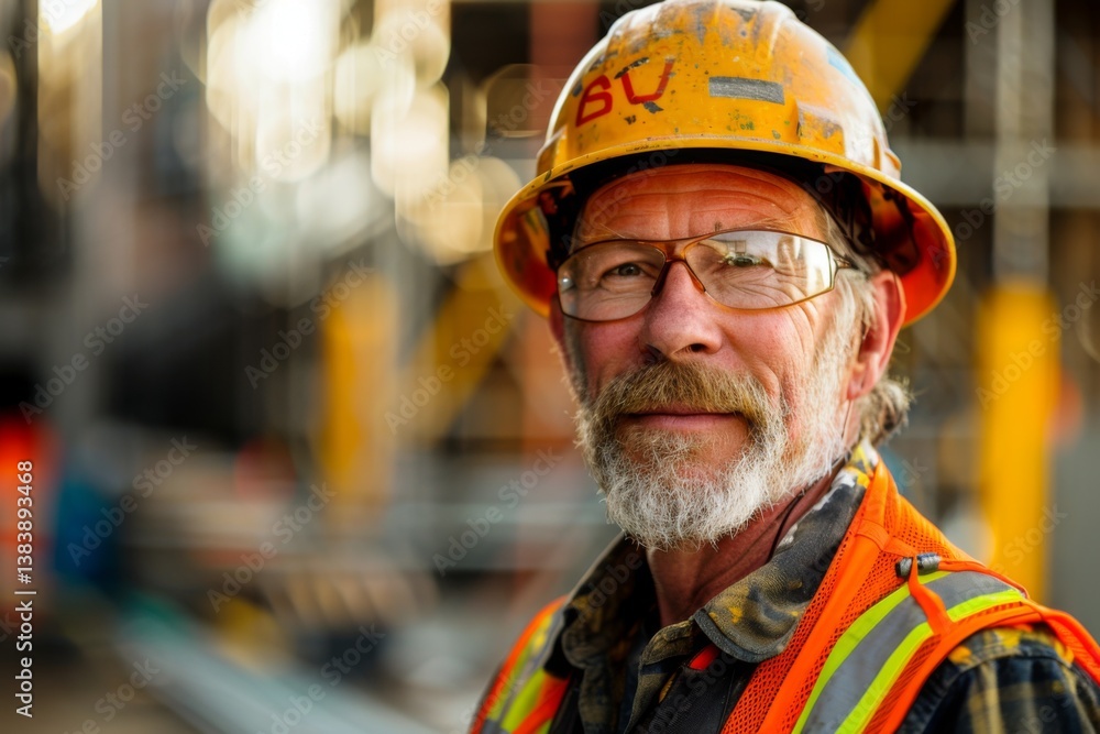 Portrait of a senior Caucasian male engineer on construction site Portrait of a senior Caucasian male engineer on construction site