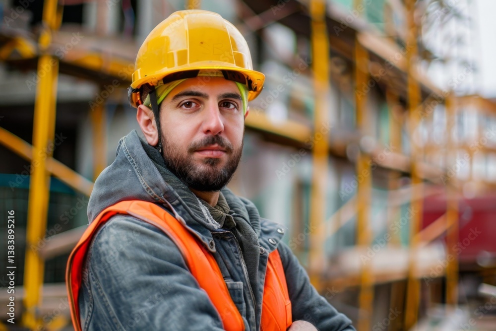 Portrait of a young Caucasian male engineer on construction site Portrait of a young Caucasian male engineer on construction site