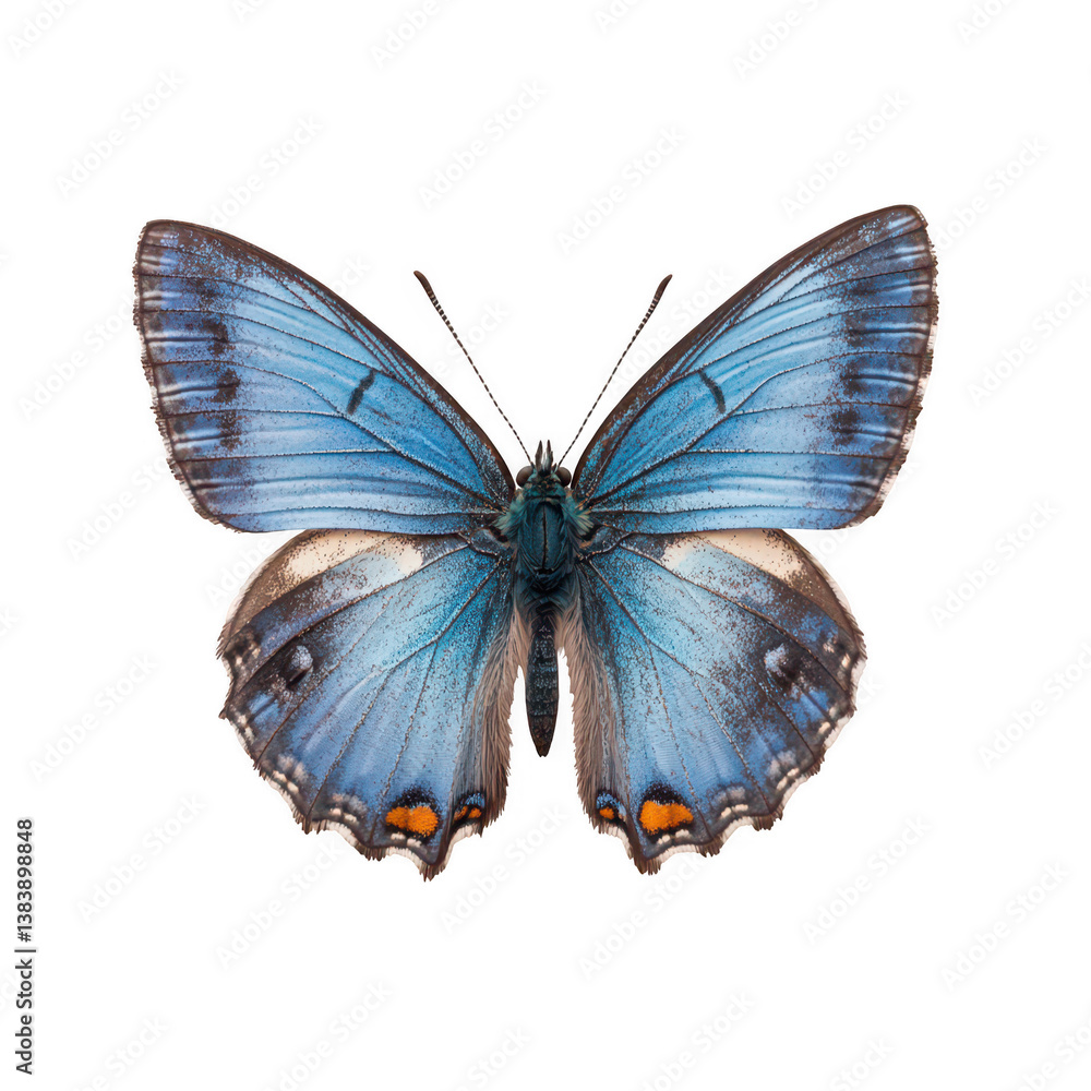 Fototapeta premium Stunning blue butterfly on isolated photography nature close-up view insects