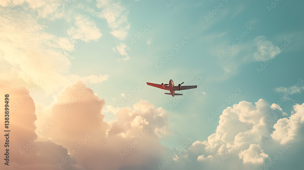 Fototapeta premium A small airplane flying in the sky