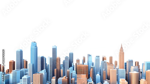 A white background with blue and brown city and sky building