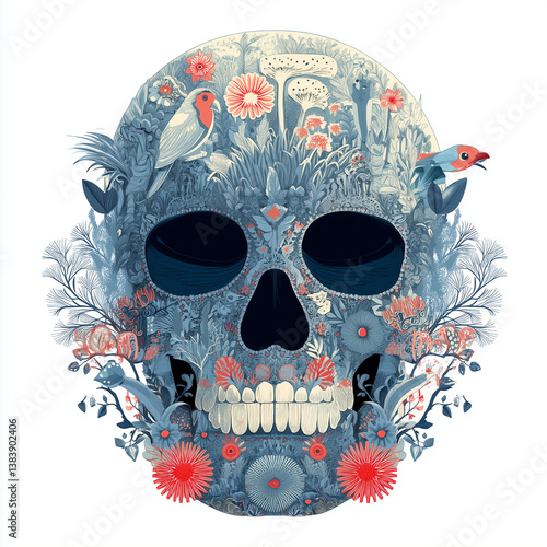 Skull illustration for t-shirt design, white background