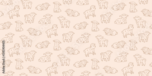 Lamb Seamless Pattern Sheep Farm Animals Print