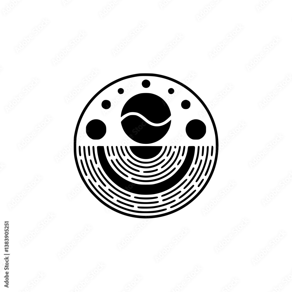 Fototapeta premium Minimalist Circular Abstract Design in Black and White