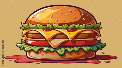 A tantalizing close-up of a delectable hamburger, showcasing its juicy patty, melted cheese, and fresh toppings. This mouthwatering macro shot captures the essence of the ultimate fast-food .