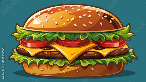 A tantalizing close-up of a delectable hamburger, showcasing its juicy patty, melted cheese, and fresh toppings. This mouthwatering macro shot captures the essence of the ultimate fast-food .