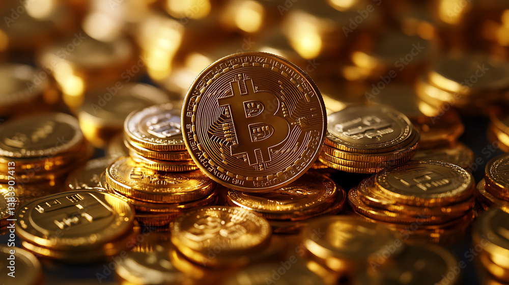 Gold coins and an etf sign symbolize investment in gold etfs, gold market concept