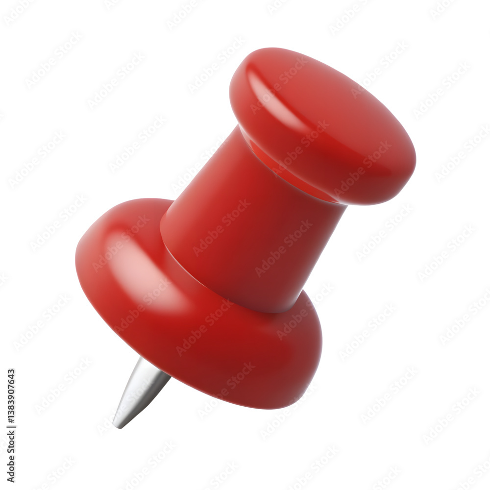 Glossy Red Pushpin with Metallic Needle. Glossy Red Pushpin with Metallic Needle.