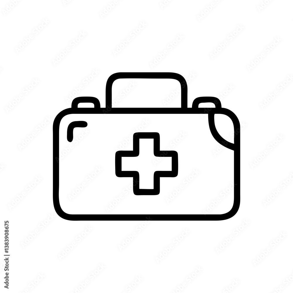 A modern line icon of a first aid kit, suitable for healthcare, safety, and emergency-related projects. A modern line icon of a first aid kit, suitable for healthcare, safety, and emergency-related projects.