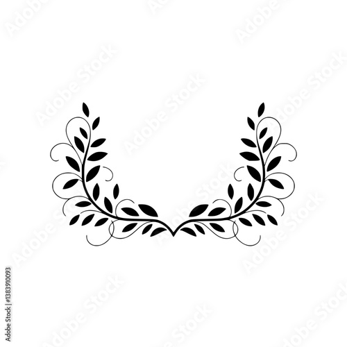 Elegant Floral Frame in Black on White Background