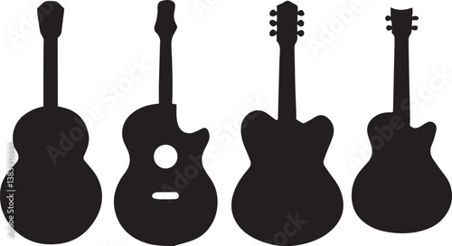  Guitar Silhouettes - Acoustic and Electric Guitar Set