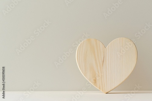 The concept of loving oneself is represented by a wooden heart placed on a wooden table with a bokeh background