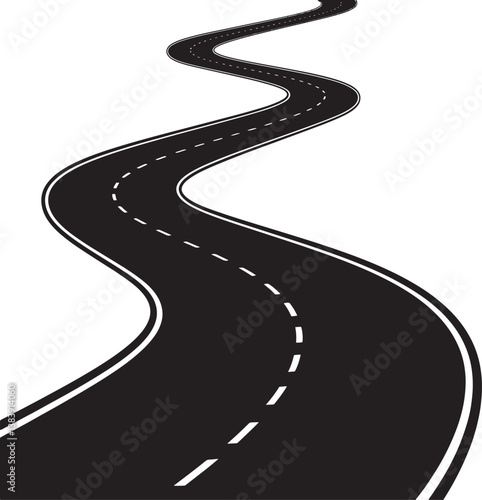 Road path curved vector illustration isolated On Transparent Background