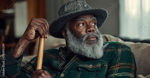 A retired man, beset by mental health issues, spends his days in solitude, overwhelmed by depressing thoughts, in his living room, a shadow of his former self