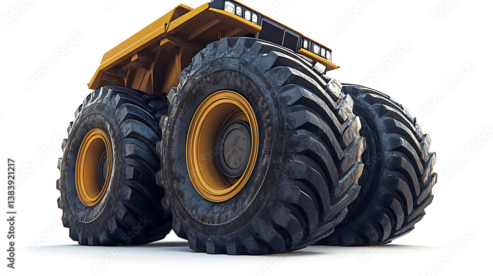 Isolated on a white background, mining truck tire, big tire, tractor tire Isolated on a white background, mining truck tire, big tire, tractor tire