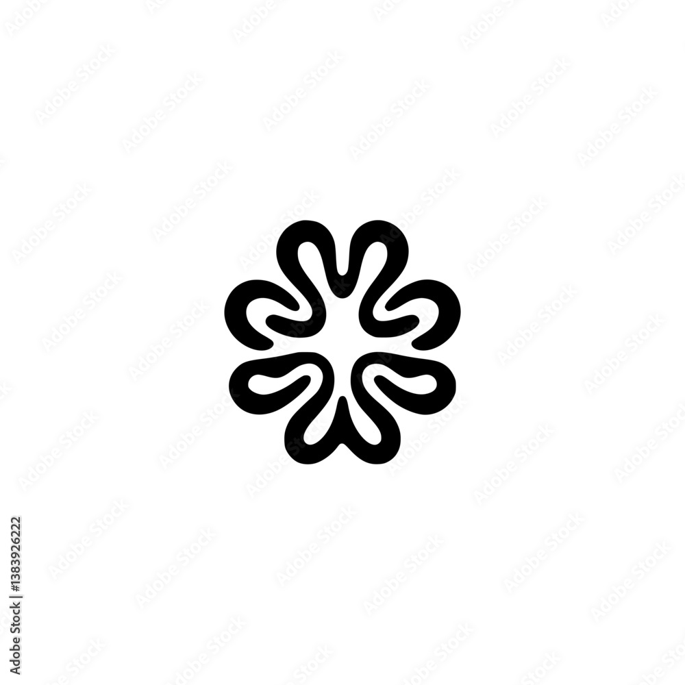 Obraz premium Minimalist Floral Logo Design in Black, Organic Shape on Cream