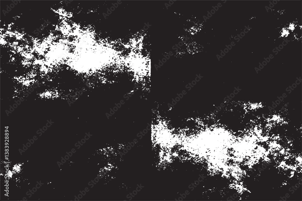 Obraz premium Szorstki, zadrapany, rozpryskowy wzór grunge z pociągnięciami pędzla. Tekstura nakładki. Wyblakła, czarno-biała faktura papieru barwionego. Szkicowy wzór grunge. Użyj do plakatu, okładki, banera, makiety, układu naklejek.