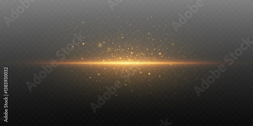 Light shining effect of flash. Horizontal line of light.
