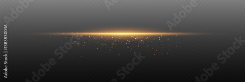 Light shining effect of flash. Horizontal line of light.