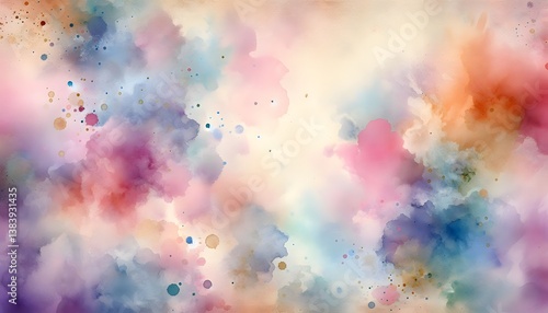 Paper textured background with soft watercolor stains, pastel color gradients, and artistic splashes 
