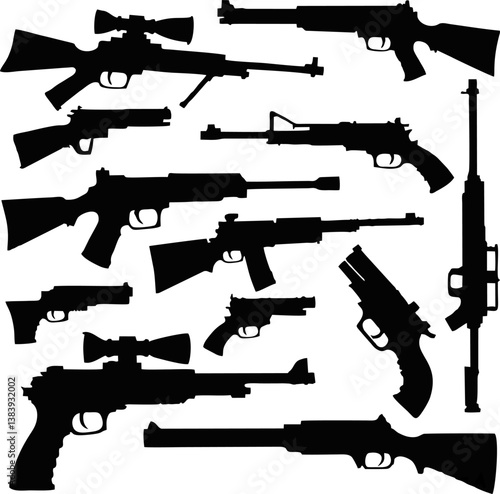 silhouette gun set illustration