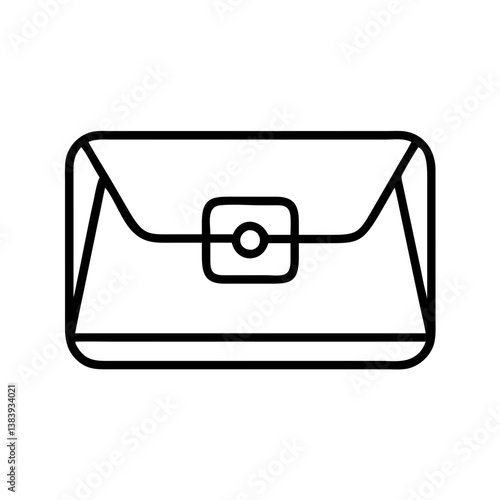 Outline vector graphic of a stylish clutch bag purse handbag accessory for fashion and elegance design