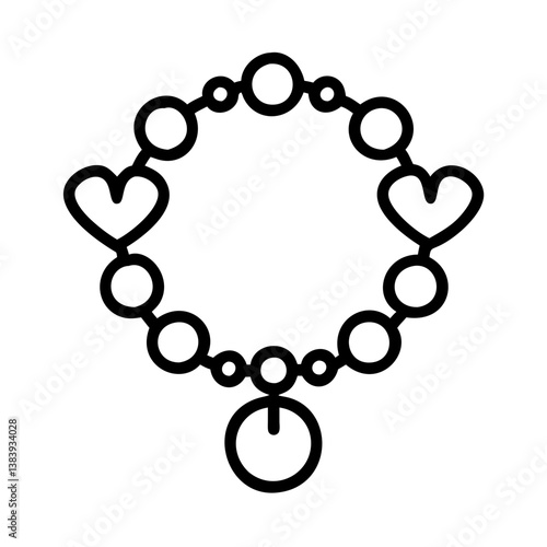 Heart charm bracelet jewelry fashion accessory beads love gift valentine style elegant trendy outline 100