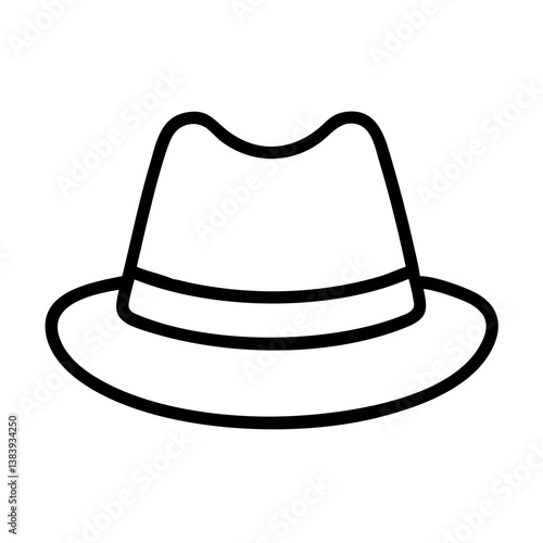 Classic fedora hat outline vector illustration for fashion accessory and style design element icon use