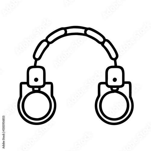 Handcuffs law enforcement crime arrest, police security, metal restraint criminal justice, jail icon vector