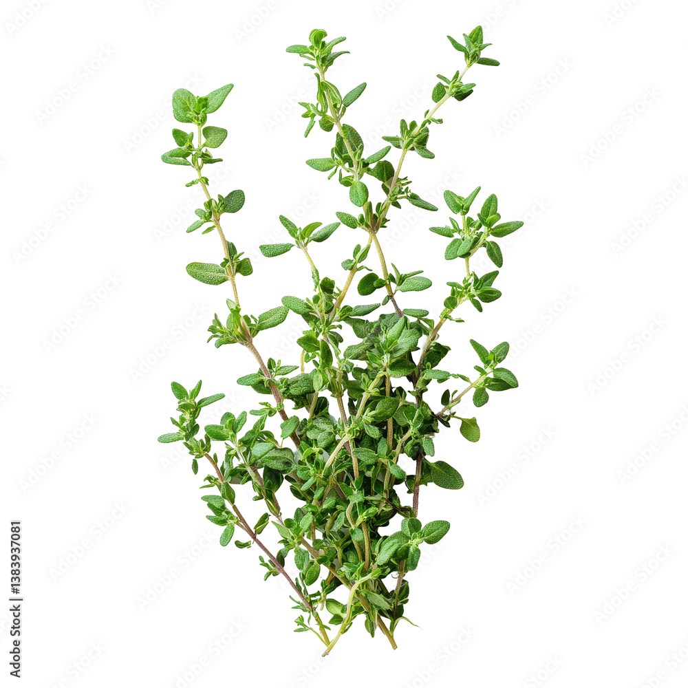 Fresh thyme herb bunch isolated on white background for culinary and medicinal use in home kitchens, Fresh thyme isolated on white background Fresh thyme herb bunch isolated on white background for culinary and medicinal use in home kitchens, Fresh thyme isolated on white background