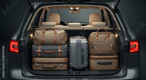 Wallpaper Mural Spacious SUV Trunk with Neatly Packed Luggage and Bags Ready for Travel Torontodigital.ca