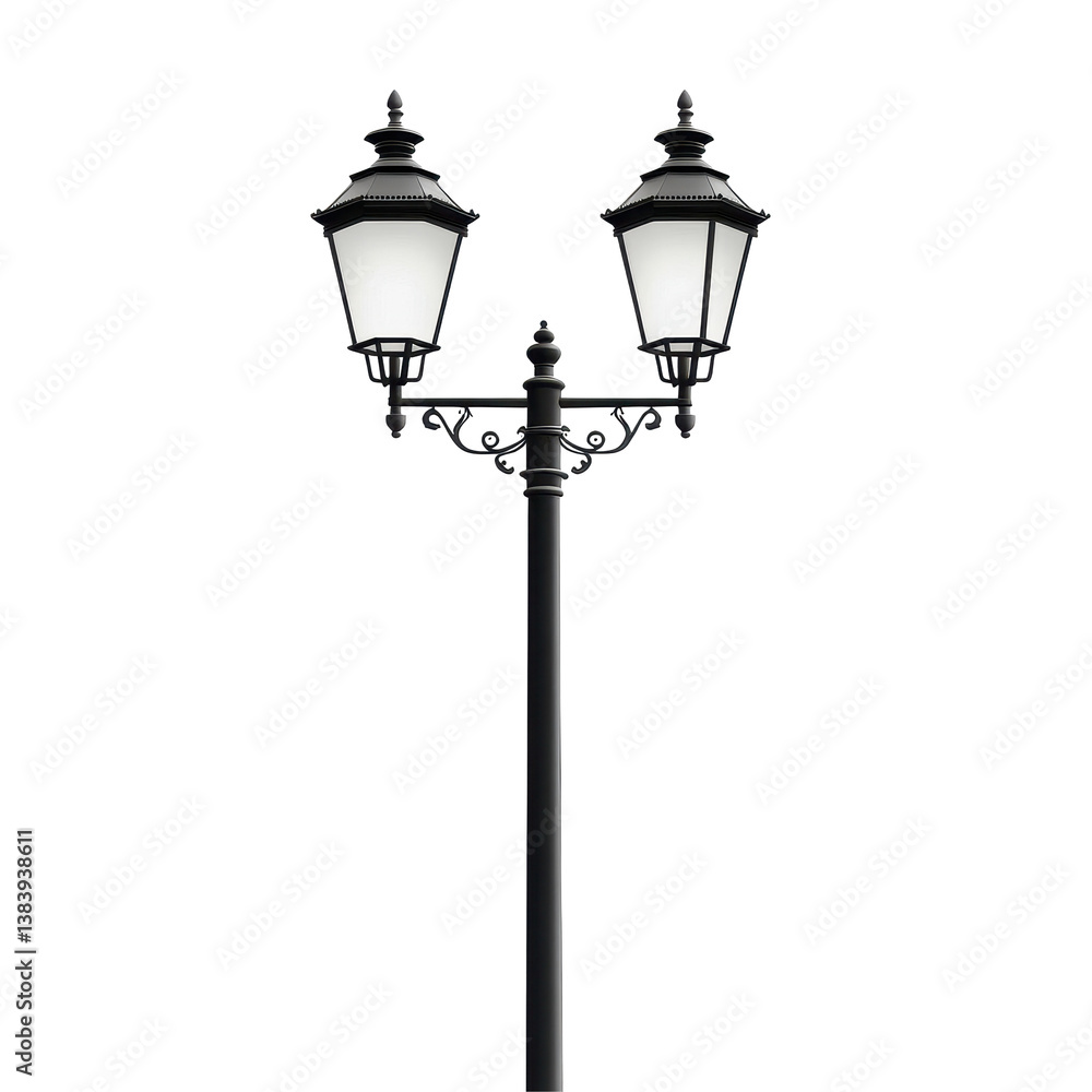 Elegant street lamps isolated on a Transparent background showcasing classic design and structure, street lamps isolated on PNG background Elegant street lamps isolated on a Transparent background showcasing classic design and structure, street lamps isolated on PNG background