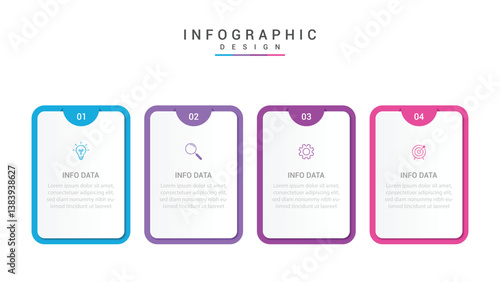 Vector Infographic label design template with icons and 4 options or steps. Can be used for process diagram, presentations, workflow layout, banner, flow chart, info graph