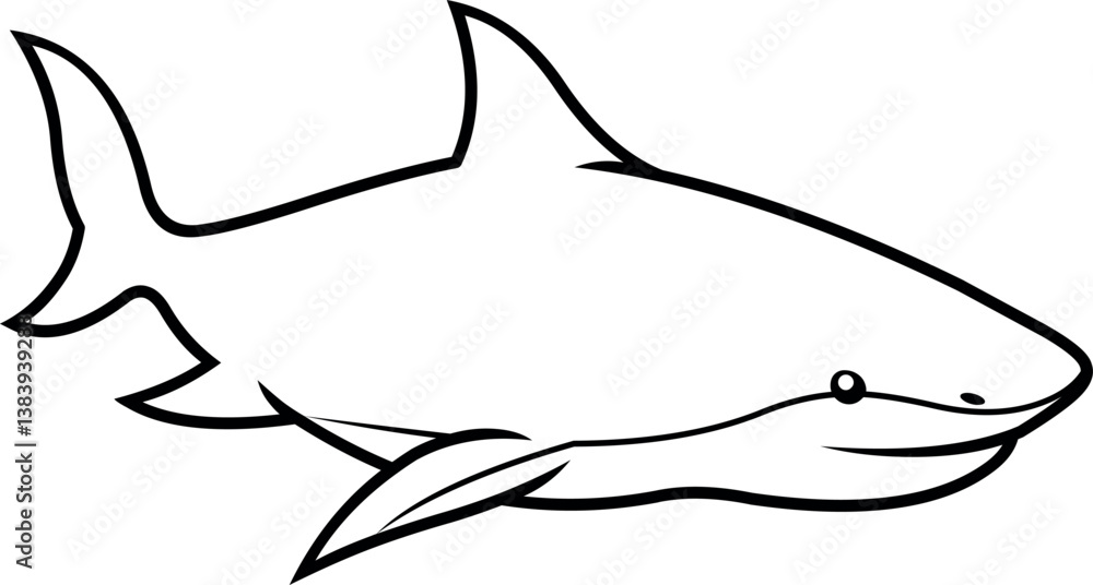 Black and white shark digital drawing with clean lines. Minimalist elegant style, ideal for tattoos, branding or graphic projects. Scalable vector file included. Black and white shark digital drawing with clean lines. Minimalist elegant style, ideal for tattoos, branding or graphic projects. Scalable vector file included.
