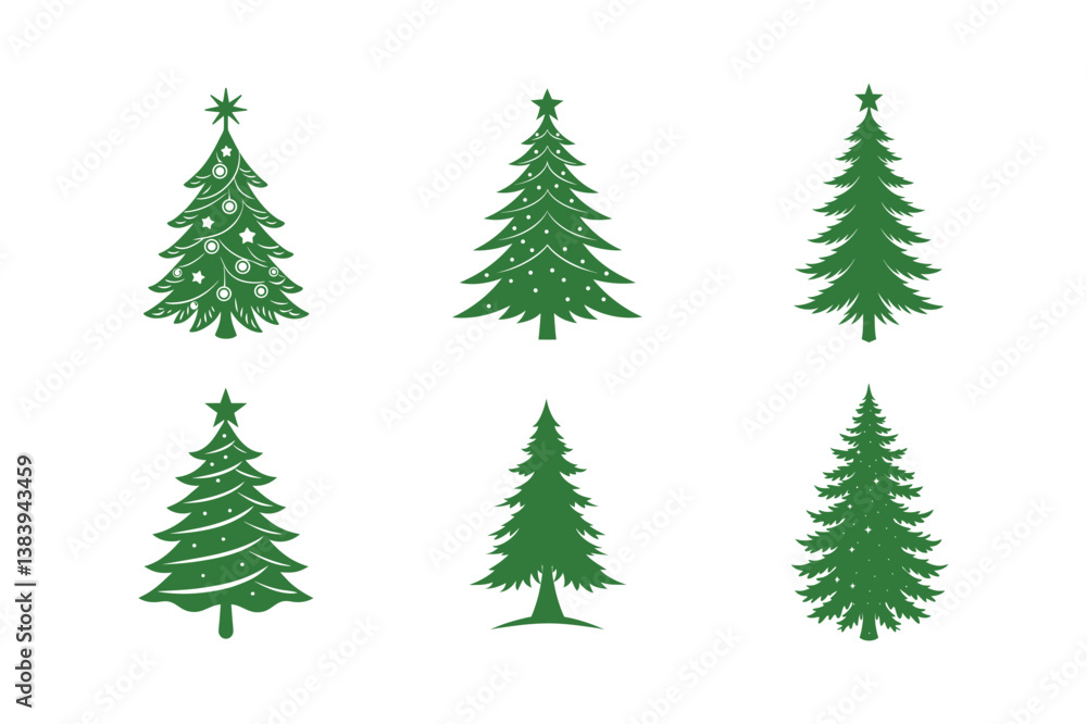 Set of cartoon Christmas trees Vector illustration Set of cartoon Christmas trees Vector illustration