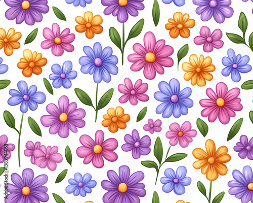 Colorful flower pattern on white background