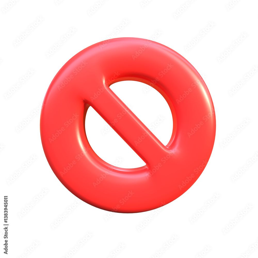 The image depicts a red, glossy, prohibition sign indicating something is not allowed or forbidden. The image depicts a red, glossy, prohibition sign indicating something is not allowed or forbidden.