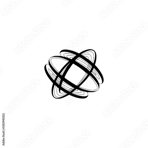 Abstract Black Orb Design on White Background - Modern Geometric Art