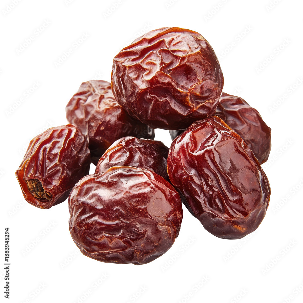 Dried jujube fruit on a clean Transparent background showcasing its rich texture and deep color, Jujube Chinese dried red date fruit on PNG background Dried jujube fruit on a clean Transparent background showcasing its rich texture and deep color, Jujube Chinese dried red date fruit on PNG background