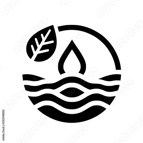Clean Water & Nature Icon: Eco-Friendly Design in Black & White