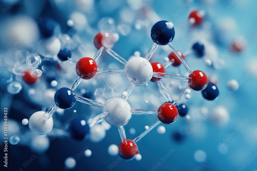 Colorful molecule structure floating in abstract scientific background Colorful molecule structure floating in abstract scientific background