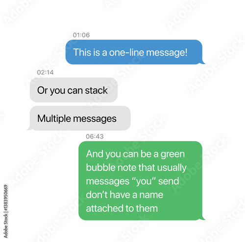 Speech Bubbles Set Blue, Gray, Green ? Messenger Style.eps