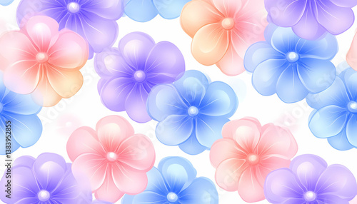 Pastel-colored flower seamless pattern