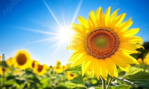 Vibrant Sunflower Field Basking in Sunlight