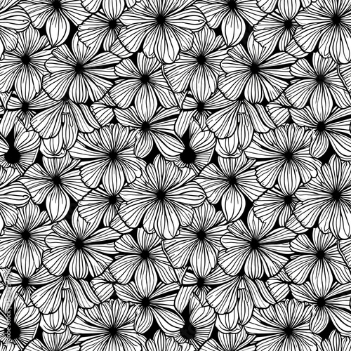 a black and white floral pattern on a white background