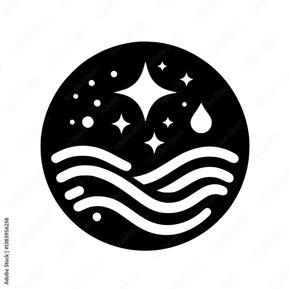 Obraz premium Clean & Fresh Icon: Sparkle Water, Circle Design